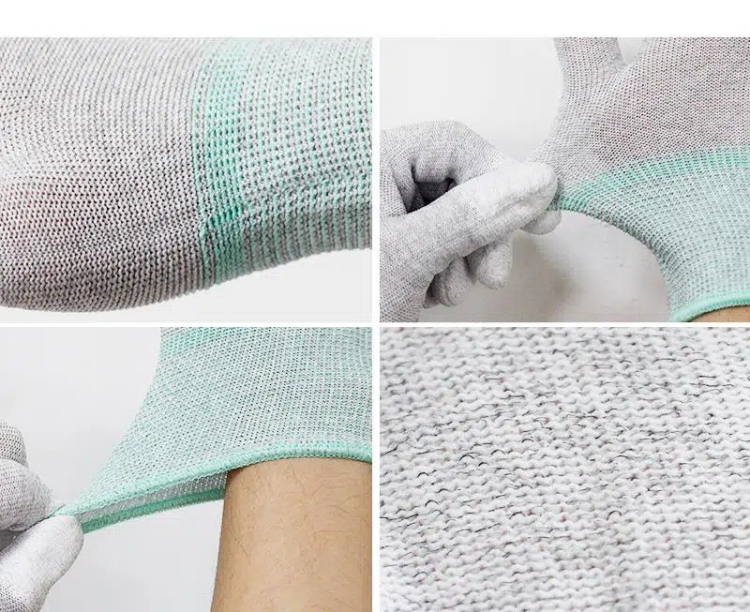 Antistatische Handschuhe mit Kohlefaser-PU-Beschichtung
