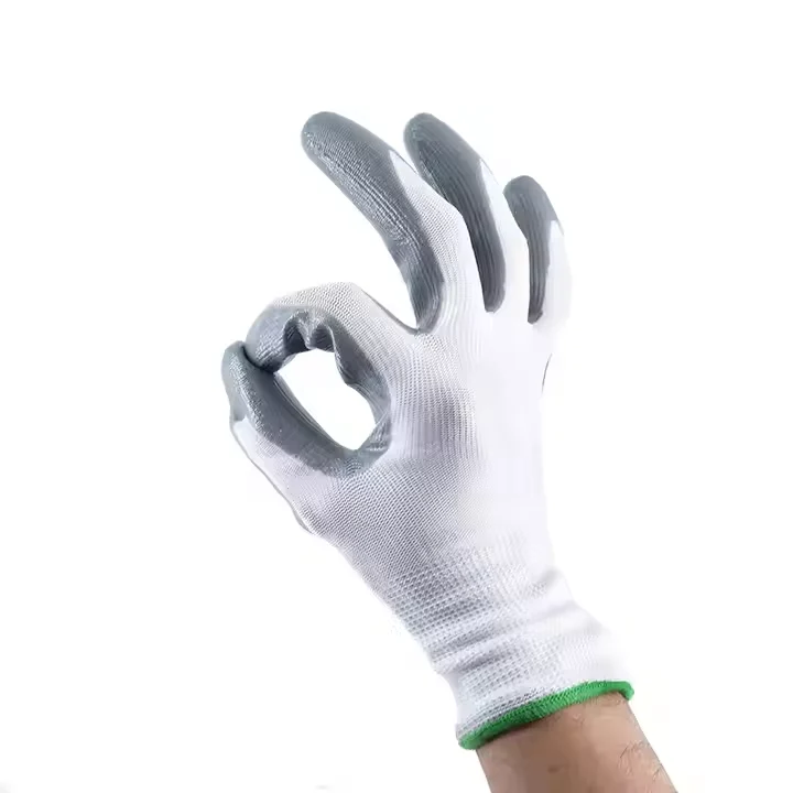 13G Weiß Polyester Nylon Grau Nitril beschichtet Nitril Arbeits Gartenhandschuhe für industrielle Arbeit Bau Arbeit Handschuhe2