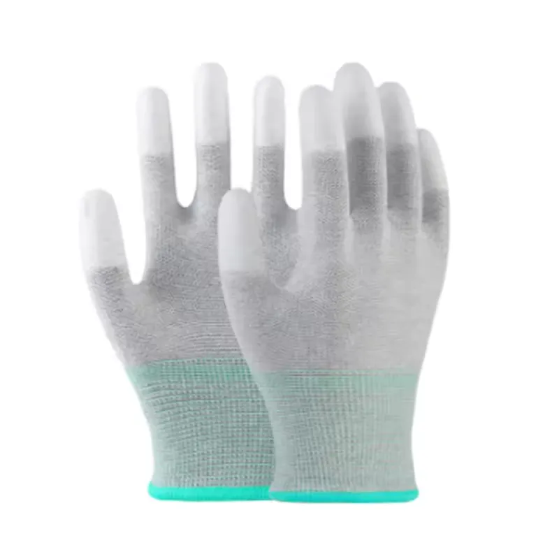 Guantes ESD con punta de dedo de PU antiestática y fibra de carbono para trabajo eléctrico3