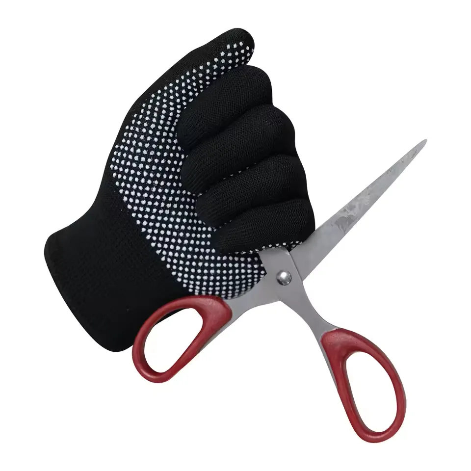 Best Quality Black Nylon Knitted Pink PVC Dots Gloves Safety Working PVC Dotted Gloves for Garden0