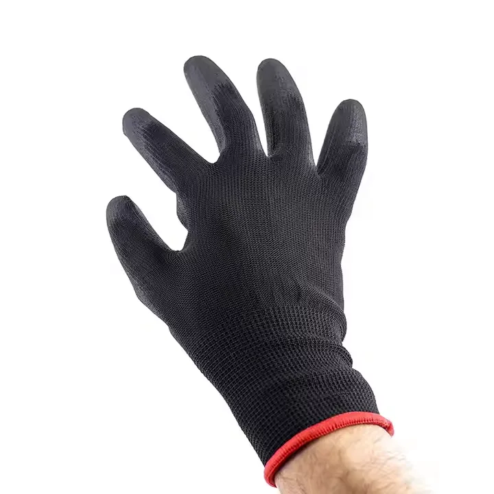 Langlebige atmungsaktive 13G schwarze Nylon PU Finish beschichtete Bauarbeit Sicherheit PU Handschuhe für allgemeine Zwecke Arbeit Bestseller00