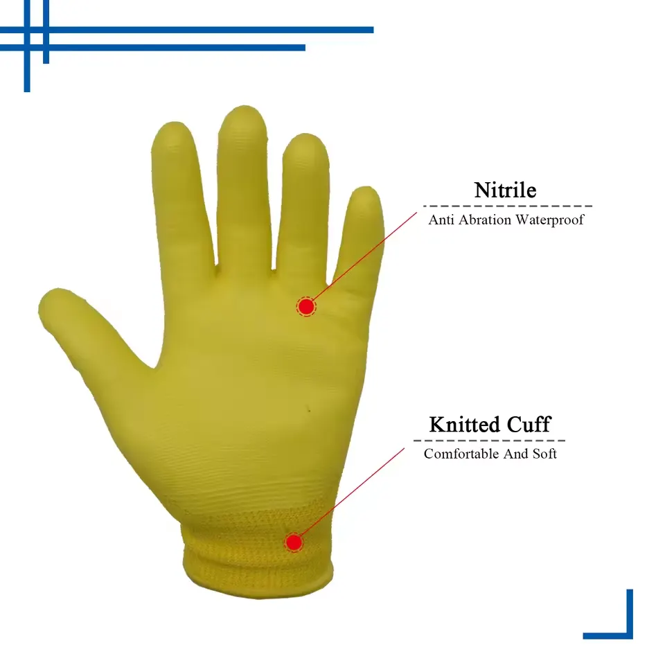 Mănuși de grădinărit pentru copii cu stratificare nitrilică galbenă flexibilă, mănuși de lucru pentru grădinărit pentru copii, acceptăm logo personalizat2