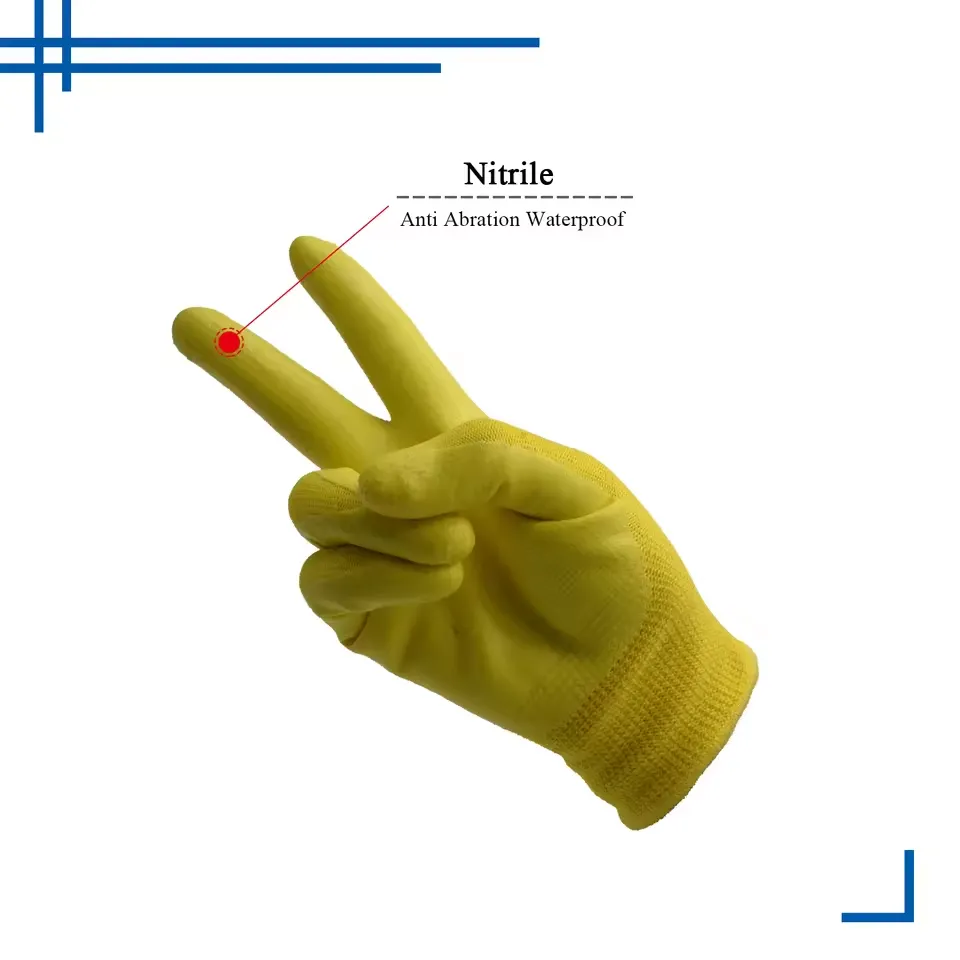 Mănuși de grădinărit pentru copii cu stratificare nitrilică galbenă flexibilă, mănuși de lucru pentru grădinărit pentru copii, acceptăm logo personalizat3
