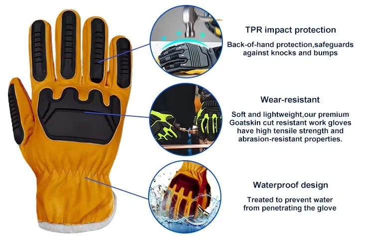 Heavy Oil and Chemical Resistant Insulation Cowhide Leather High Impact Reduction Tpr Oil Field Working Cotton Palm Gloves3