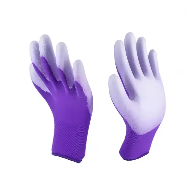 Lila PU-Handschuhe Mechaniker Beschichtete Passform Arbeits-Handschuhe für Leichtindustriearbeiter Cotaed Gloves Industrial0