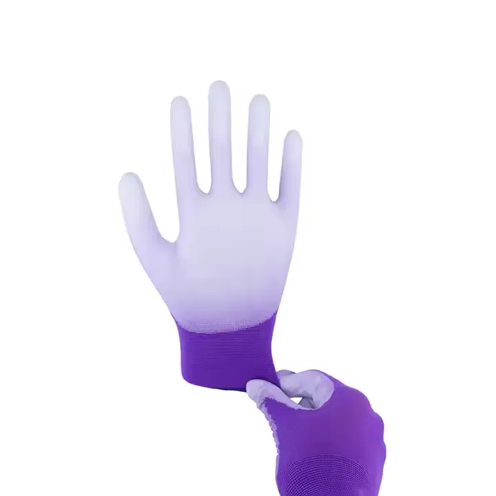 Lila PU-Handschuhe Mechaniker Beschichtete Passform Arbeits-Handschuhe für Leichtindustriearbeiter Cotaed Gloves Industrial2