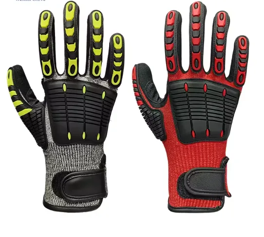 China Fabrik Antivibrations-Rote TPR Impact Handschuhe Männer Mechaniker Ölfield Arbeitshandschuhe Schnittfestigkeitsstufe A4 00