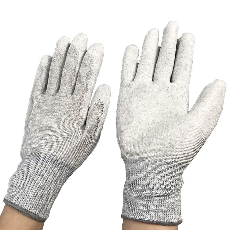 Dust Free Working Durable Anti Static Knitted PU Coated ESD Palm Fit Gloves Antistatic Gloves Polyurethane Glove0