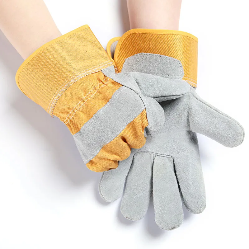 Gants de soudure en cuir pour jardin Gants en cuir de vache Gants de travail en cuir de sécurité Industriels pour la construction