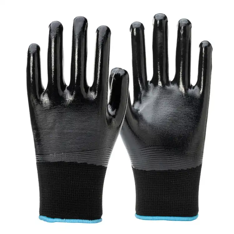 13/15 Gauge Polyester/Nylon Colorful Shell With Nitrile Fully Coated Mechanic Work Glove