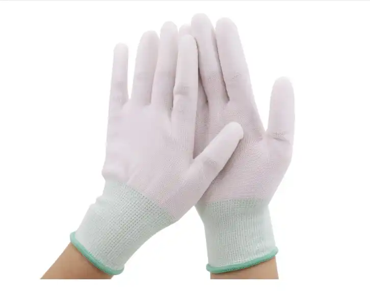 Competitive Price13/15 Gauge Polyester/Nylon White Shell With PU Top Fit Work Glove