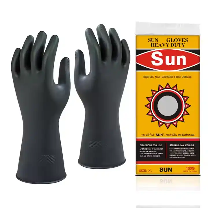 Sun Rubber Black Gloves Chemical Resistance Work Glove