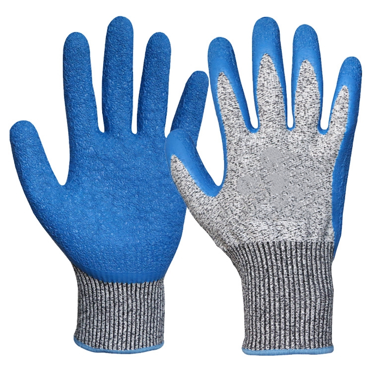Level 5 Anti-Cut 13 Gauge HPPE Liner Crinkle Latex Coated