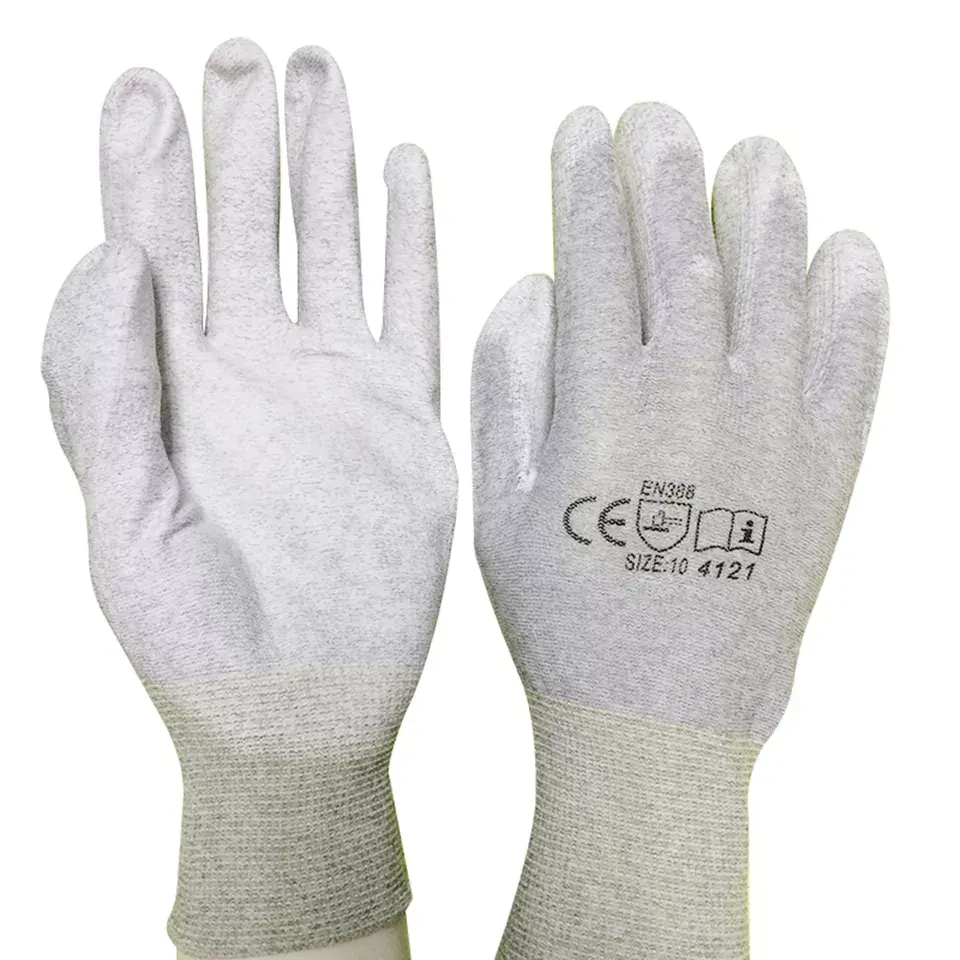 Good Quality ESD Anti Static Pu Coated Work Gloves for Clean Room