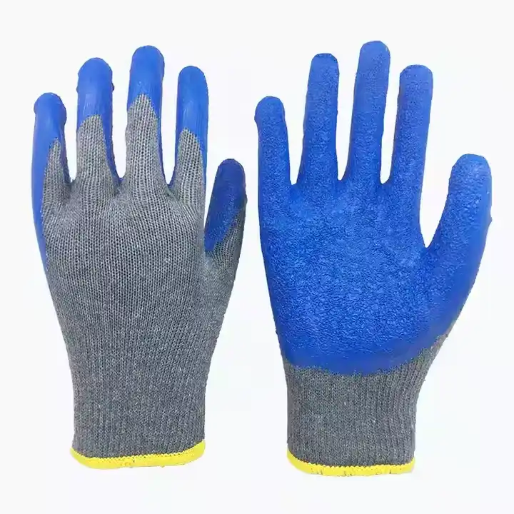 10G PolyCotton Work Industrial Protective Gloves Gloves Coated with Palm Pattern Latex Gloves