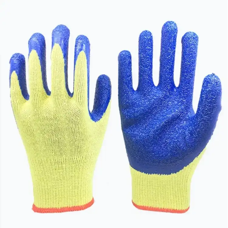 10G Cotton Shell Crinkle Latex Palm Coated Gloves