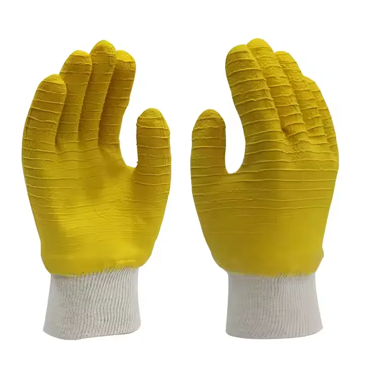 Cotton Jersey Gloves With Yellow Wavy