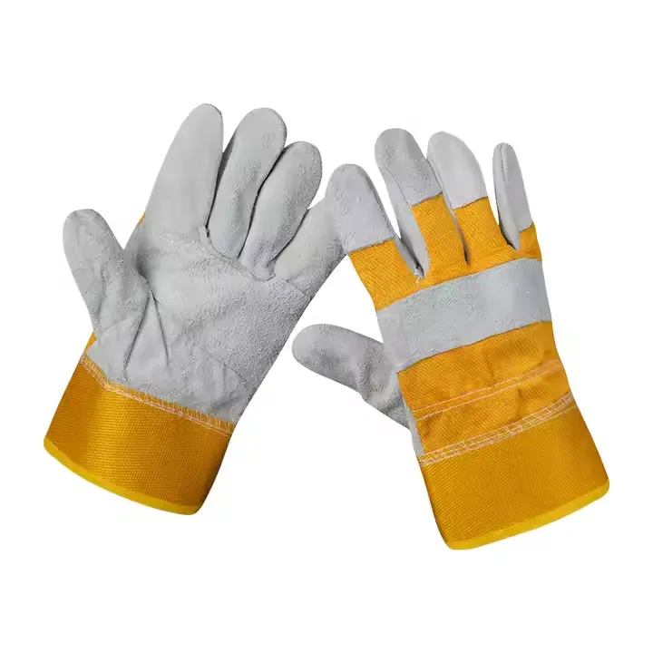 Yellow Welding Gloves Protection Safe Split Cowhide Leather Glove for Industrial Work